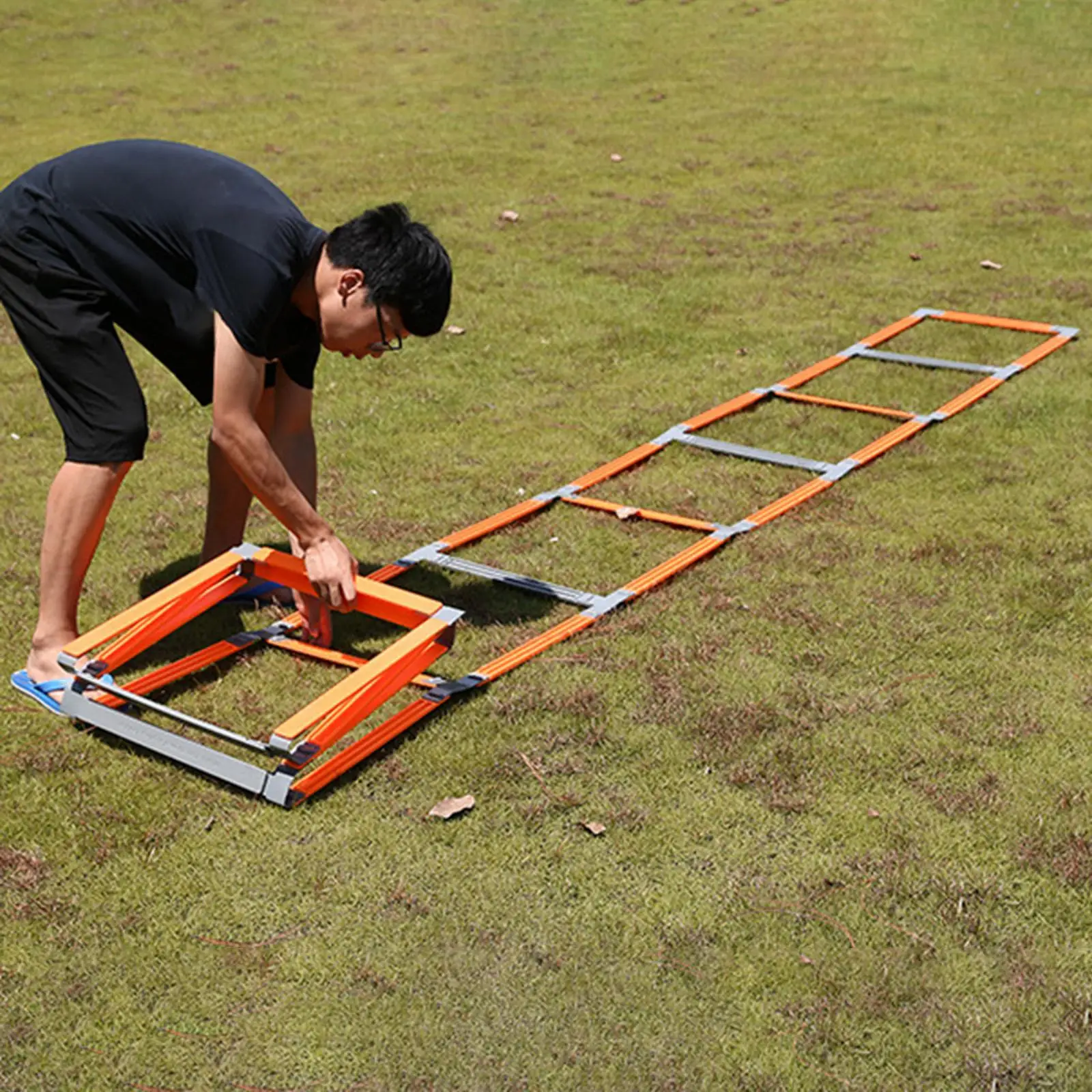 

Soccer Agility Ladder 18ft 11 Rungs Instant Set up Hurdles Foot Exercise Workout Flexible Coordination Foldable Speed Ladder