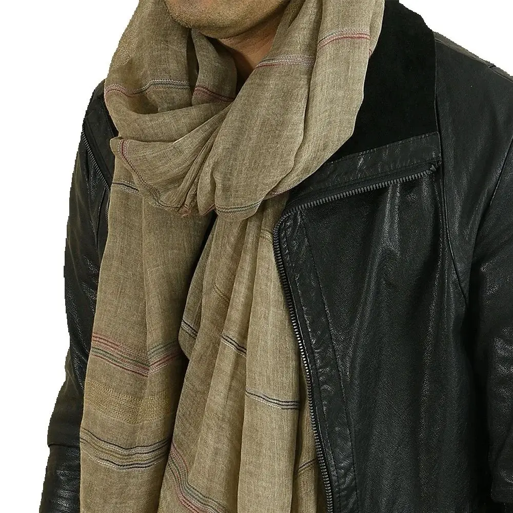 

Men's Autumn Winter Cotton Linen Scarf Warm Soft Shawl - Khaki Black Navy Pink Long Fashionable Neckwear for Men