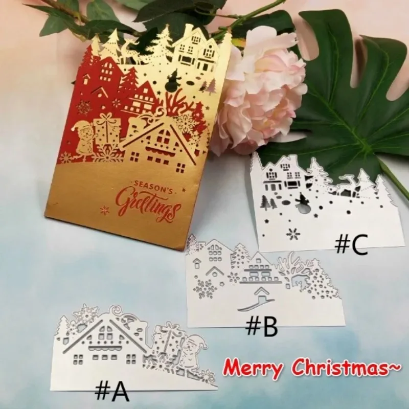 Christmas Cutting Dies Embossing Stencil Mold Santa Claus Snowman House Tree Pattern DIY Scrapbooking Handcraft Card Making