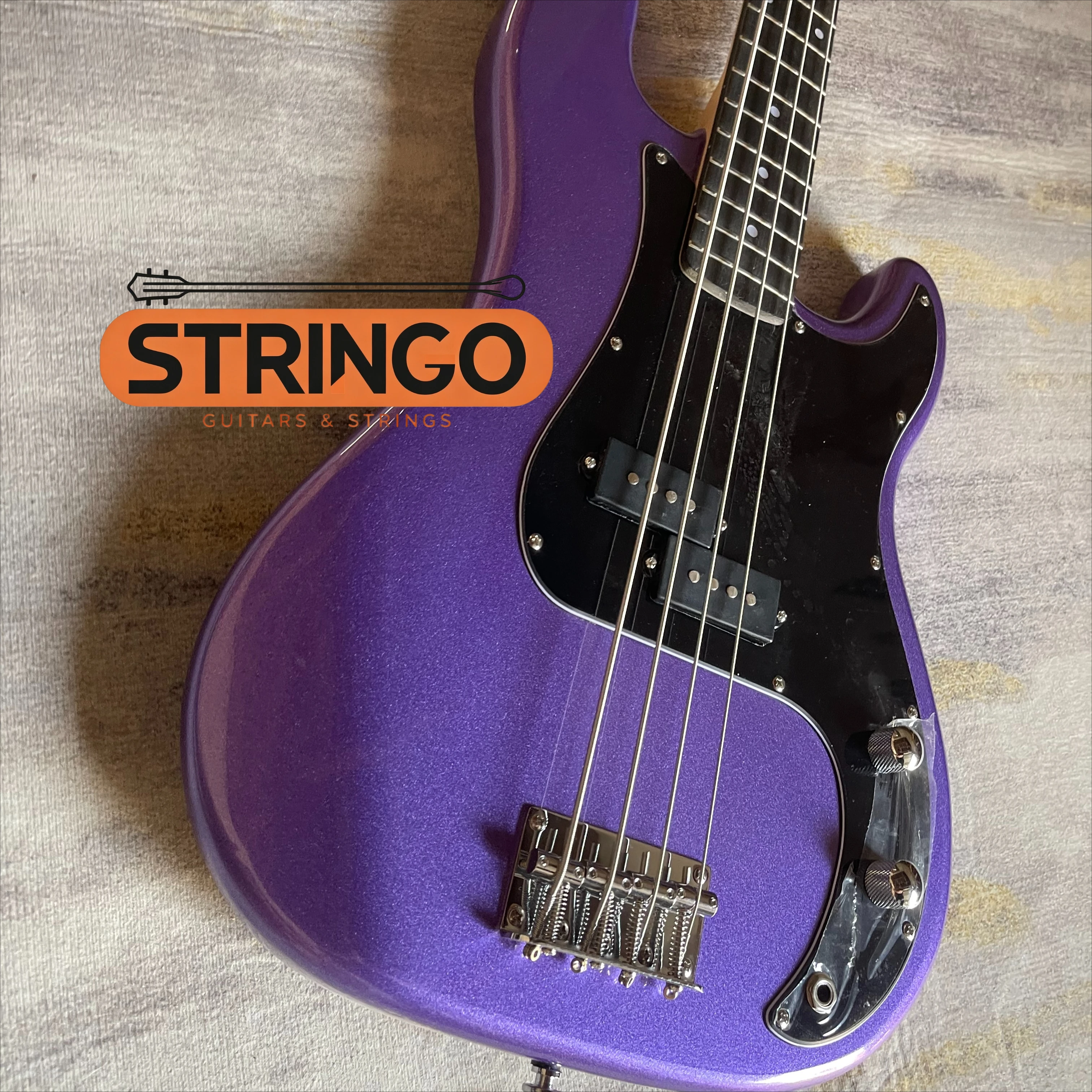 Metallic Purple PB Style Single Pickup 4 String Electric Bass for Beginner Funk Pop Rock Band Rehearsal and Performance