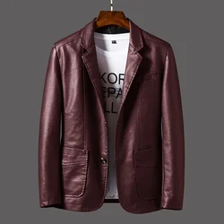 Men's leather jacket Korean version casual suit jacket Spring and Autumn youth suit PU leather slim fit motorcycle jacket