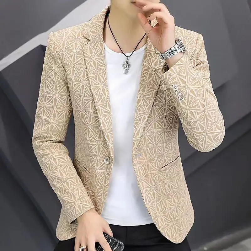 

Однобортные приталенные мужские костюмы и пиджаки, повседневная одежда в корейском стиле, винтажная мужская куртка, модные пальто 2025 года