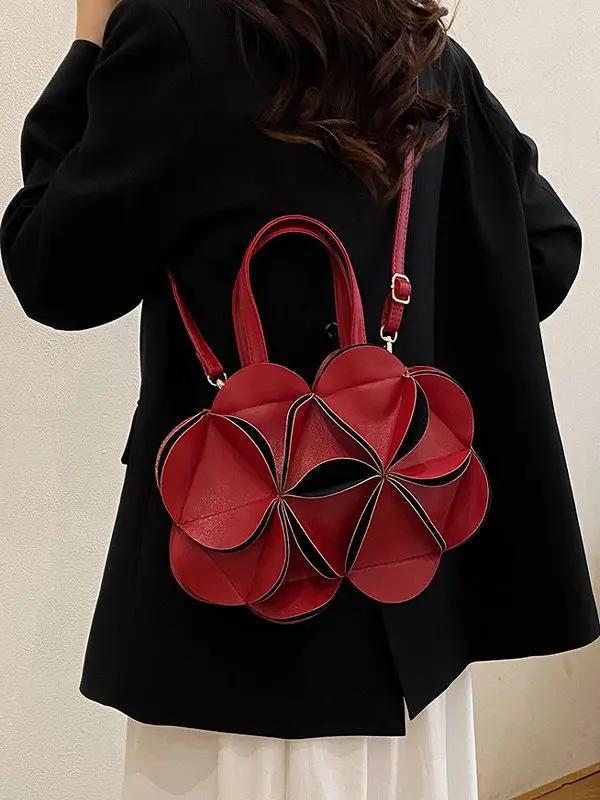 

2025 New Women's Handbag Petal Design Faionable Versatile Single oulder Crossbody Bag Soft PU Leather Korean Sle Bag