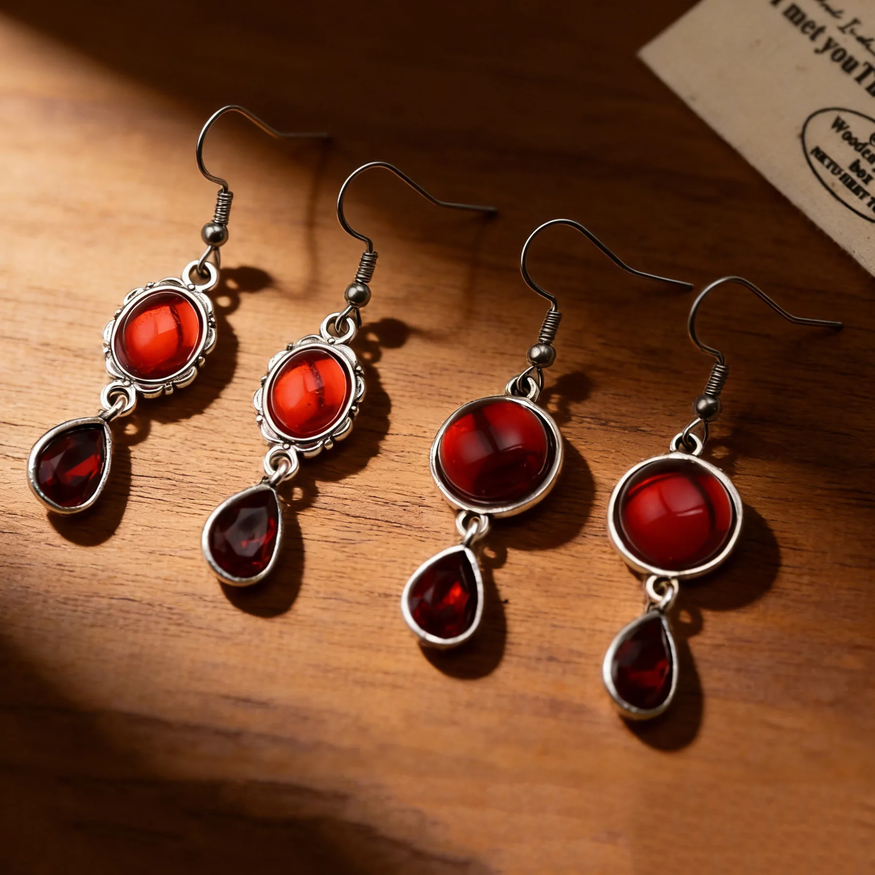 DIY accessories European and American elegant flower earrings, simple ruby pendant jewelry, niche temperament, elegant light lux