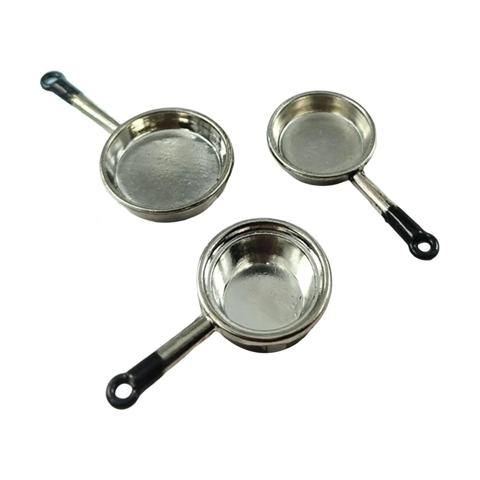 Set di pentole da cucina per casa delle bambole da 3 pezzi Mini oggetti di scena da cucina Fai finta di scala 1/12