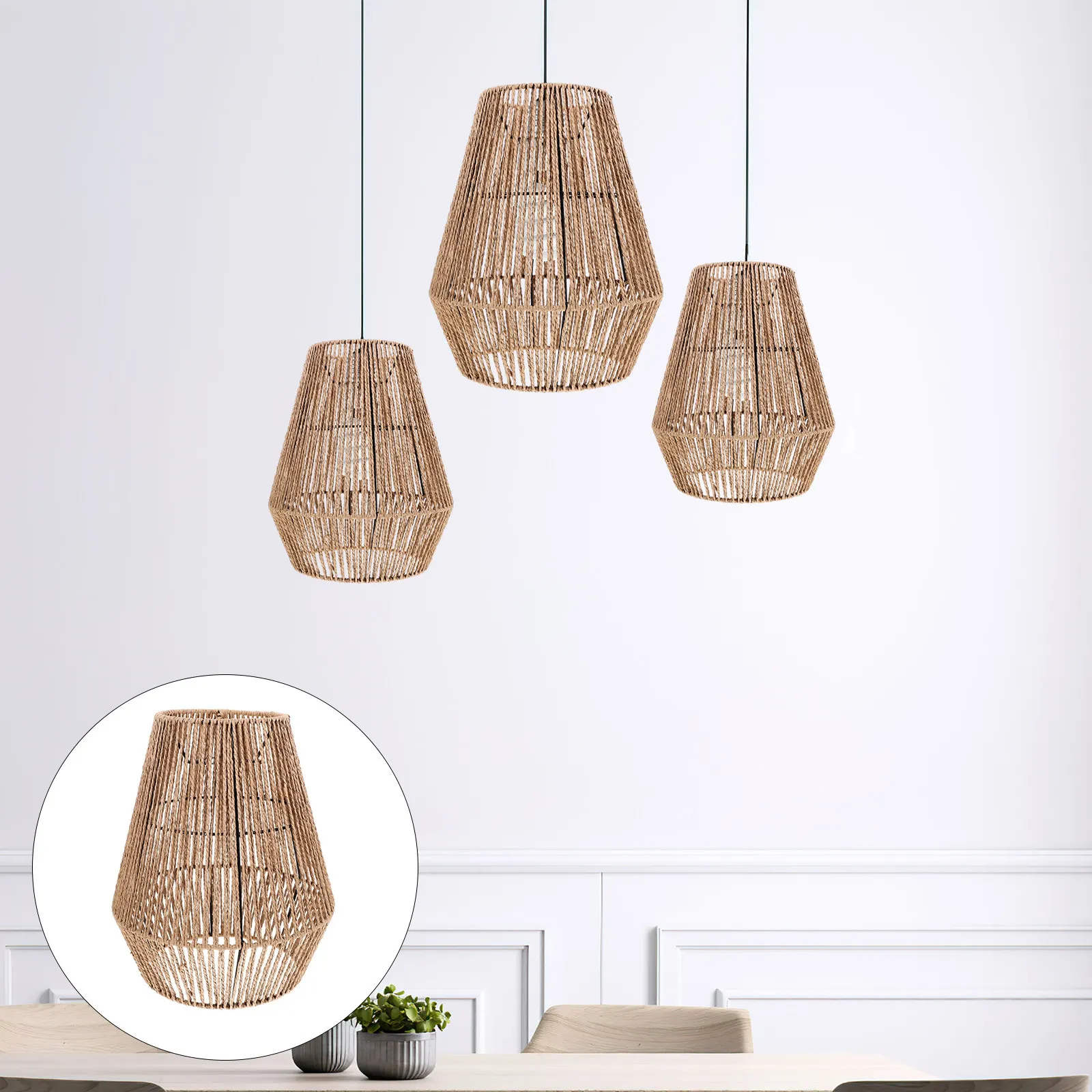 

Плетеный абажур из ротанга в деревенском стиле для подвесного светильника, декоративный абажур для дома, отеля, ресторана