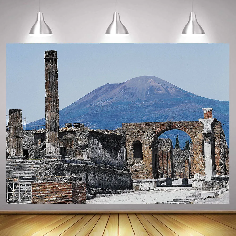 Italy Ancient Roman Backdrop Old City Naples Pompeii Ruin Izmir Ephesus Antique Theatre Temple Town Travel Photograpy Background