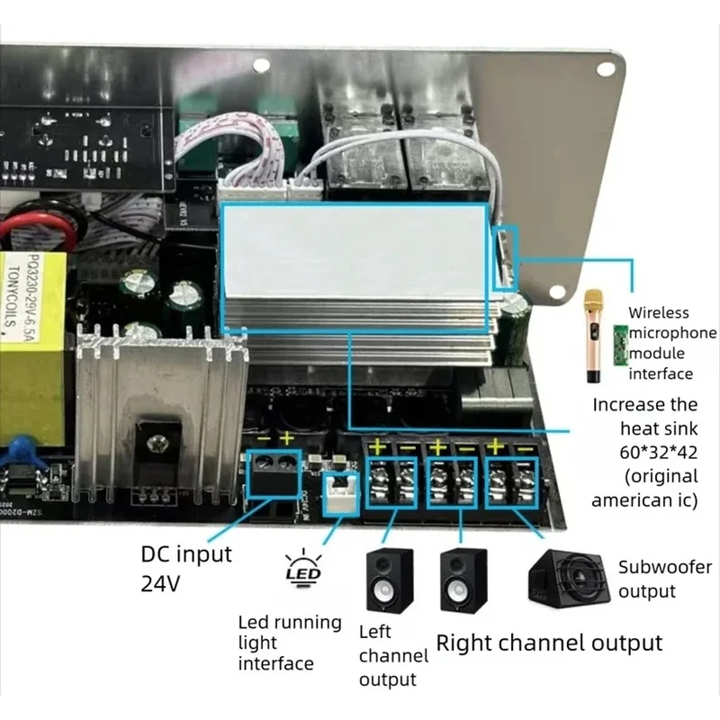 Super Sale Sound Amplifier Board D2000 BT5.1 AUX/USB/TF Card Channel2.1 HiFi Multifunction Power Amp for Karaoke Car EU PLUG