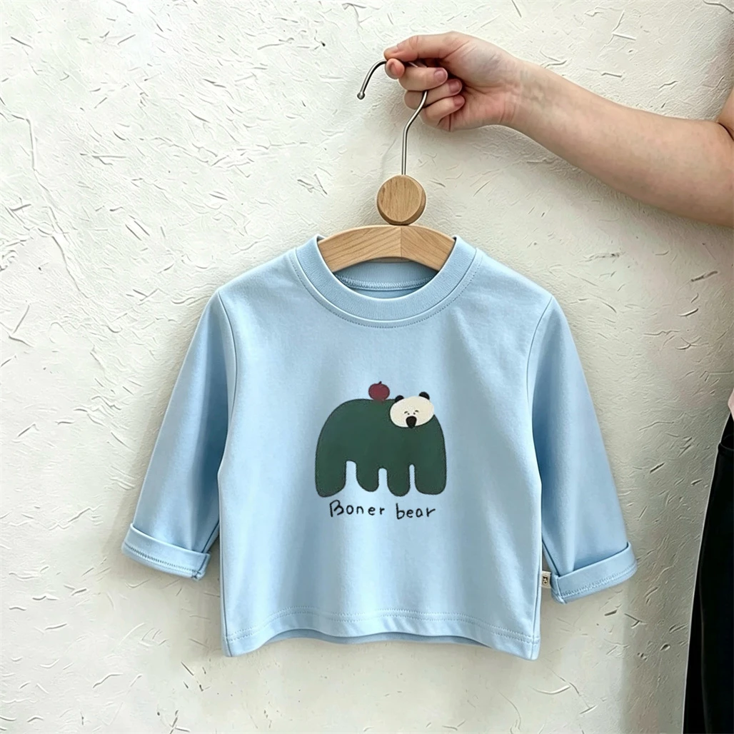 Spring Autumn T Shirt Cartoon Fashion Clothing Long-sleevd Tops Boys And Girls New Design Tees Baby Girls Round Neck Base Shirt