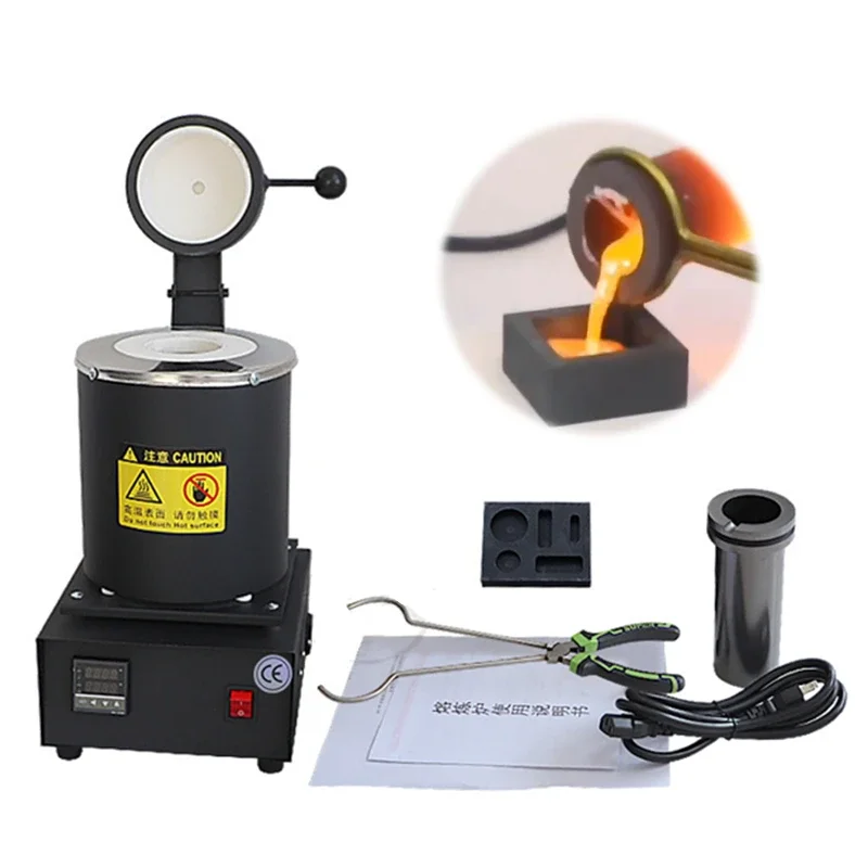 

1KG 2KG 3KG 1150 Degree 1400W Mini Portable Induction Melting Furnace For Gold Silver Steel Smelting Machine