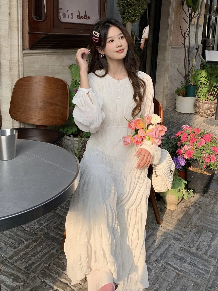 2024 Spring Paris Fashion Maternity Long Party Dress Elegant A Line Loose Casual Clothes for Pregnant Women Sweet Pregnancy