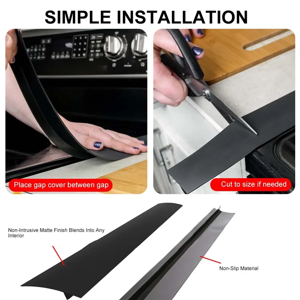 Stove Counter Gap Cover Kitchen Silicone Heat Resistant Mat Gas Stove Protector Slit Cleaning Pad Oil Dust Seal Cooker Cover