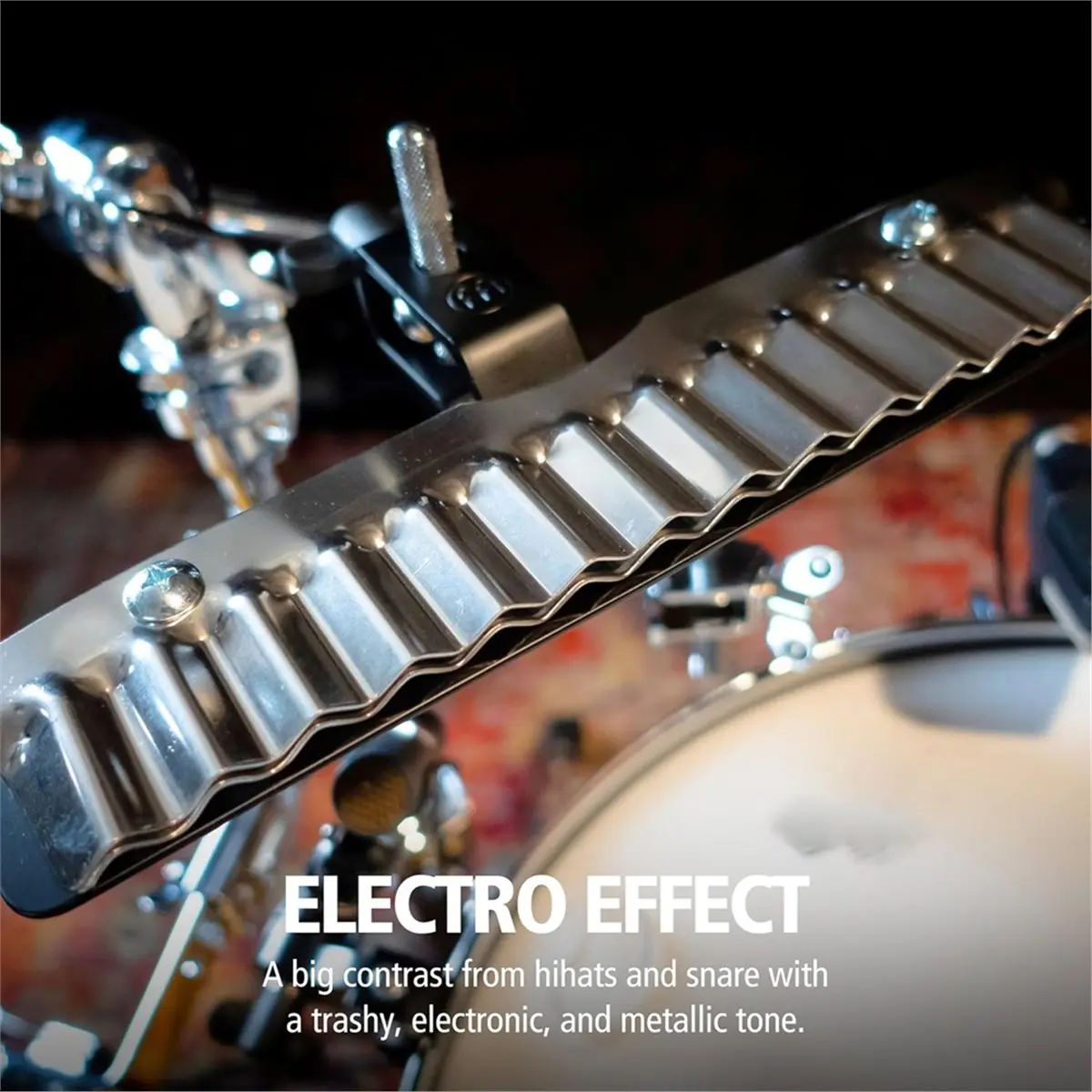 (ABYM) Crasher Metal Effect Drum Kit Add-on with Electronic Guiro Sound, Large Turbine Cymbals, Cutting Sound on Percussion Rod