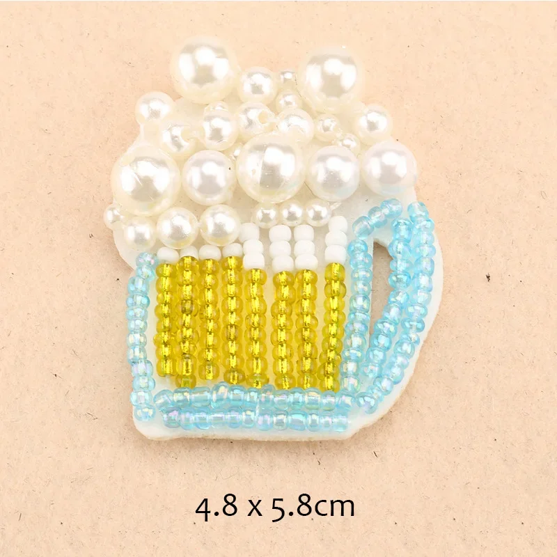 Hot Rhinestone Cherry Strawberry Pineapple Fruit Handwork Bead Embroidered Patches for Clothing Sew on Clothes Appliques Badge