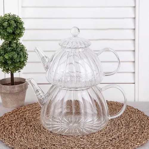 Perotti Glass Teapot Heat Resistant Medium Size Glass Teapot Set, borosilicate Glass Teapot