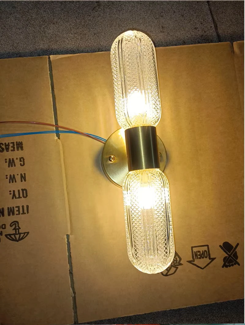 Luxury LED 12W Wall Lamps Glass Gold Copper Sconce for Living Room Bedroom Home Decor Indoor Lighting Dining Room Stairs