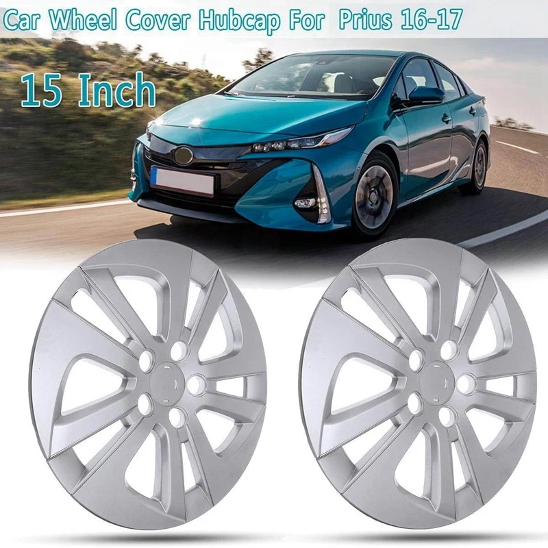 2 Pair 15 Inch Car Wheel Cover Hub Cap Replacement For Toyota Prius 2016-2018