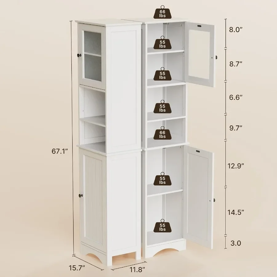 Bathroom storage cabinet combo: white MDF material, moisture-resistant finish, space-saving design for small bathrooms