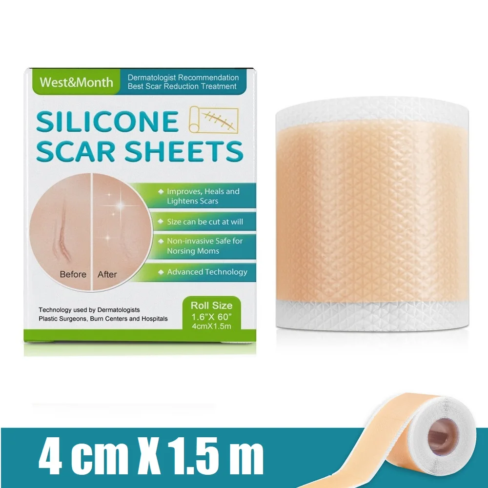 1 ม้วนซิลิโคนแผ่นแผลเป็น,4 ซม.X 150 ซม.Self-Adhesive SCAR COVER เทป reusable และที่มีประสิทธิภาพ Skin Care แถบ