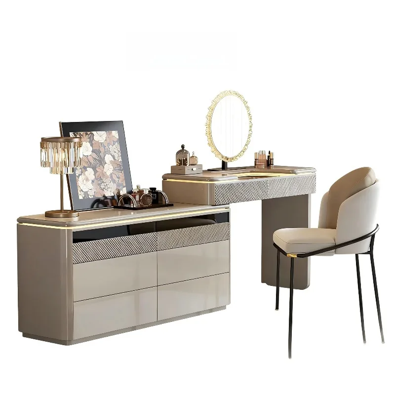 Italian minimalist dresser, chest of drawers, integrated light luxury bedroom, high-end sense, makeup table