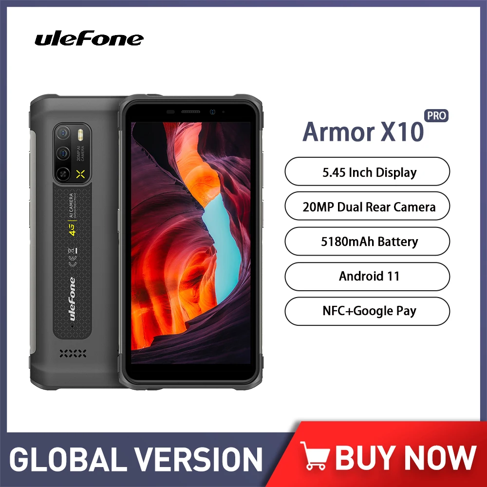 

Ulefone Armor X10 Pro Android 11 Rugged Smartphone 5.45 Inch Helio P22 Octa Core Mobile Phone IP68 Waterproof 4G+64G Cellphones