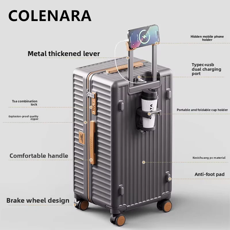 COLENARA حقيبة عالية الجودة 20 "24" 26 "28 بوصة سعة كبيرة حقيبة تروللي بعجلات ABS + PC صندوق الصعود مع عجلة المتداول الأمتعة #4