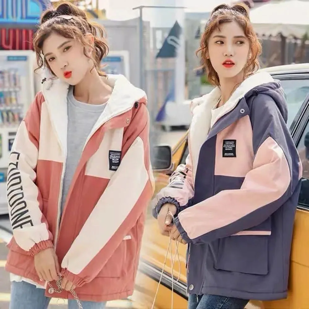 Fleece Frock Coat Female Autumn And Winter 2024 New Junior High School Students Korean Version Of Loose Joker Baseball Uniform.