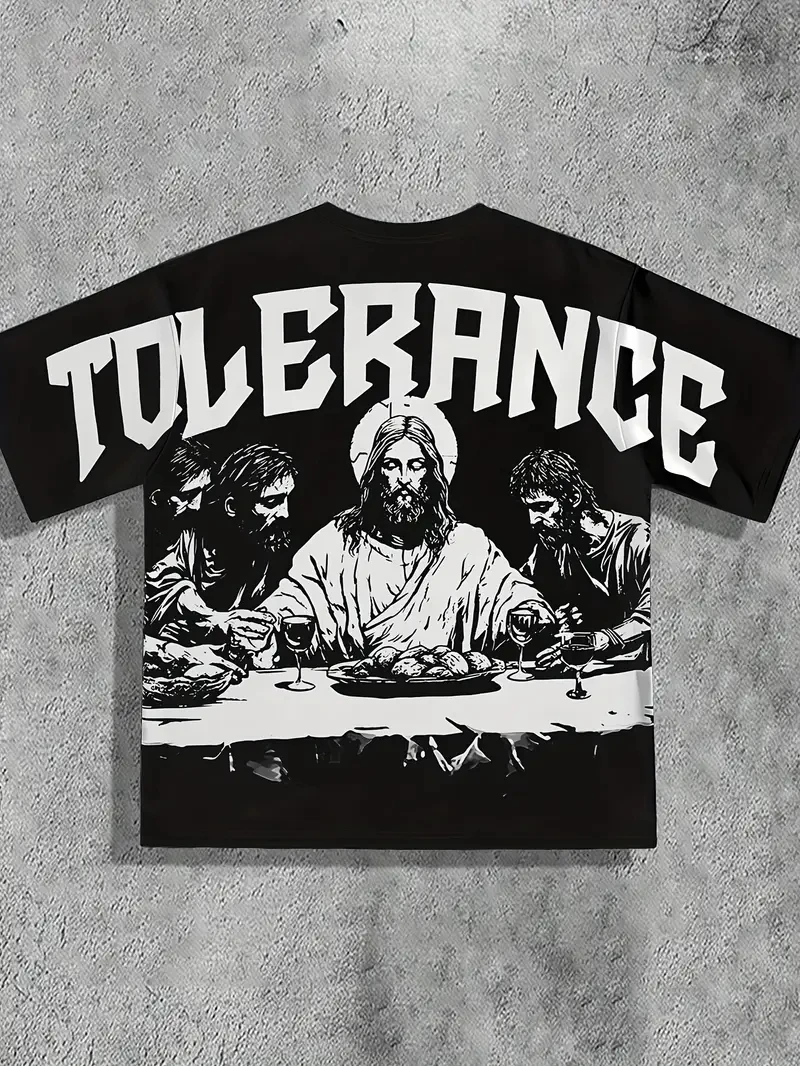 

Summer new short sleeve T-shirt men printed round neck loose ins trend casual half sleeve men's body shirt