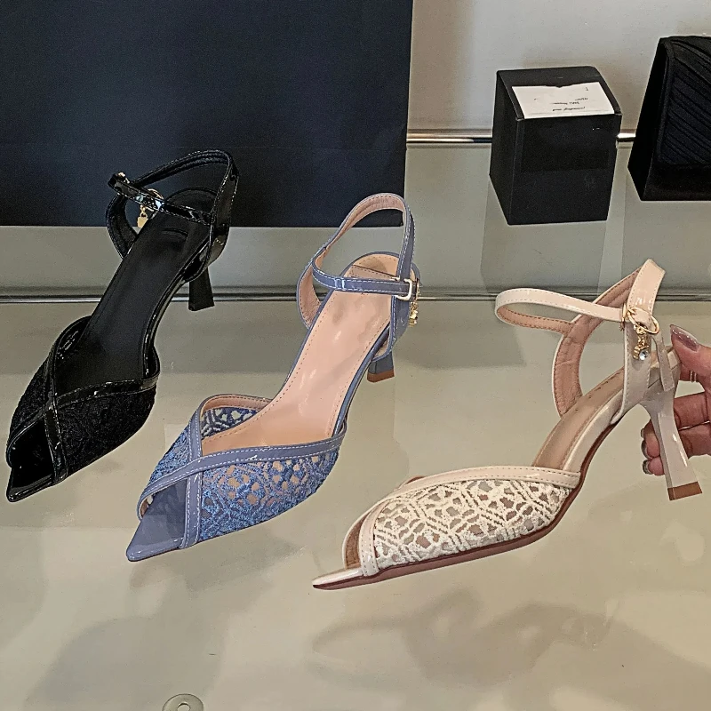 

New Summer Women's High-heeled Sandals with Pointed Toe, Stylish and Stiletto Heels, Hollow Back High-heeled Sandals