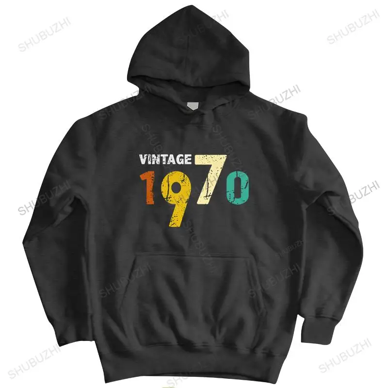 Trendy Men's Vintage Born In 1970 hoodie Cotton hoody 52th Birthday Gift Anniversary autumn casual sweatshirt Tops Clothing