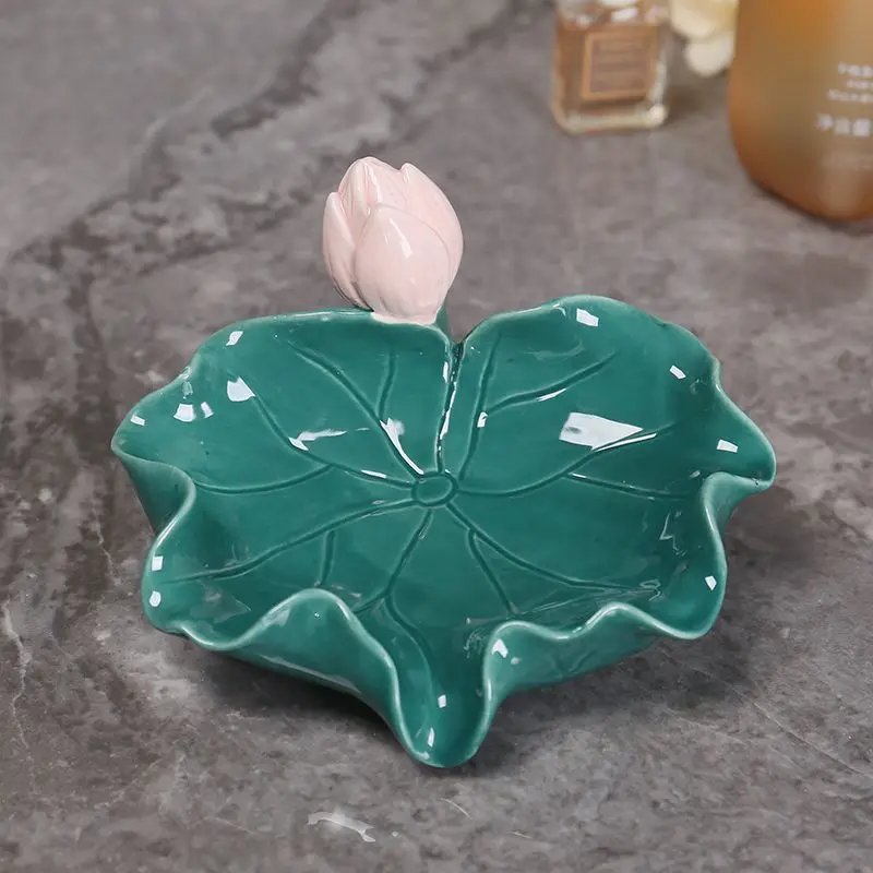 

Ceramic Soap Drain Box, Home Lotus Leaf Soap Box, Creative Bathroom Shelf