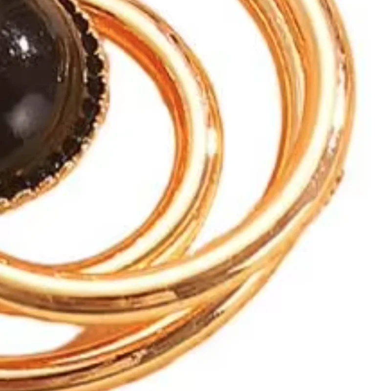 

1 Pair Golden Plated Earrings Hollow Spiral Design Faux Gemstones Inlaid Electroplated Earrings Jewelry Accessories