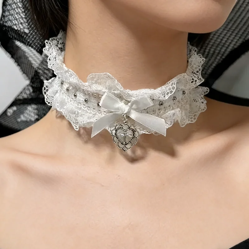 Goth Black Lace Choker with Bo - Magnetic Clasp Cosplay recension och pris