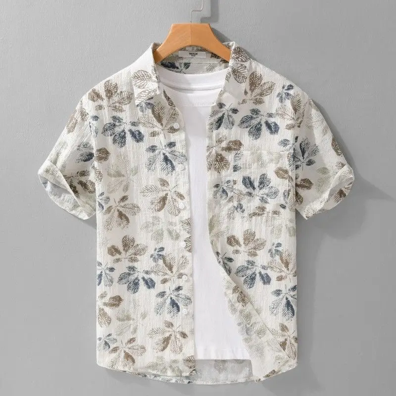 

Summer 2025 New Style Handsome Short-sleeved Shirt Casual Loose Floral Trendy High-end