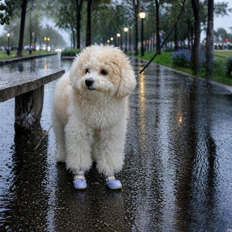 Grid Pattern Dog Rain Boots Waterproof Dirt Resistant Anti-Fall Pet Paw Shoes Outdoor Walking Boots for Medium and Small Dogs