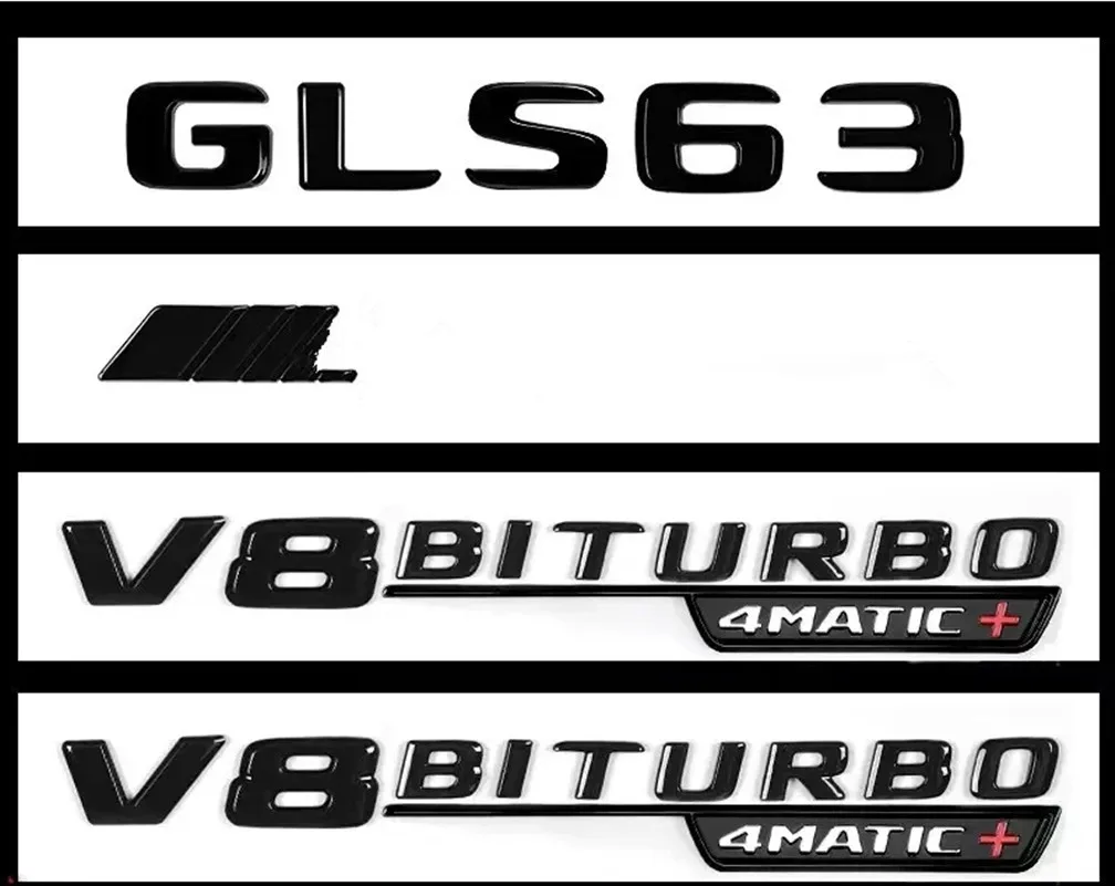 ABS Fender Side Sticker V8 BITURBO 4MATIC Rear Trunk Badge Star Emblem AMG Sticker For Mercedes Benz GLS63 W166 V167 Accessories