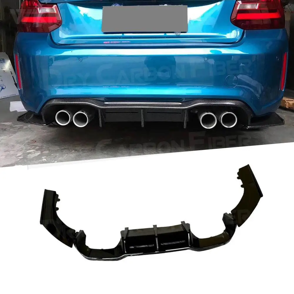 

3PCS Carbon Look Rear Bumper Diffuser Splitters for BMW 2 Series F87 M2 M2C Competion 2016 + ABS Rear Lip Spoiler Splitters