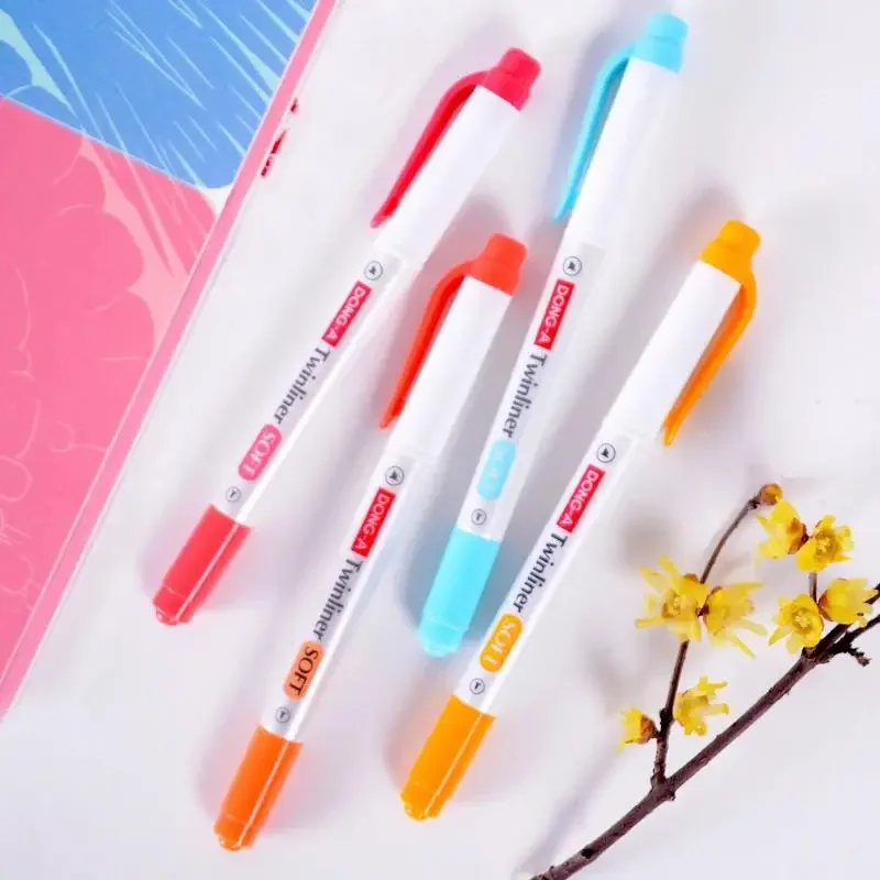5PCS Korea DONG-A Pearl Rod Doppelköpfiger Farb-Textmarker 5-Farben-Textmarker-Marker-Set