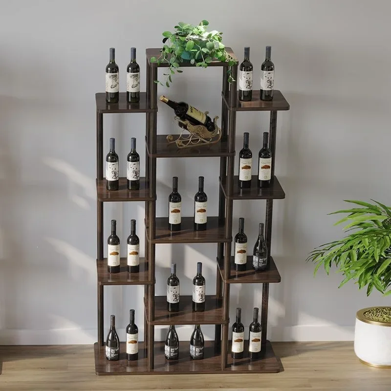 Multi-layer floor-to-ceiling wine cabinet display cabinet Modern simple Internet celebrity wine cabinet Chinese solid wood home