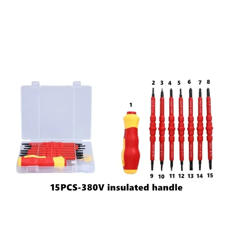 380V/8PCS 1000V Changeable Insulated Screwdriver Set And Magnetic Slotted Bits Repair Tool Electrician Tools отвертка