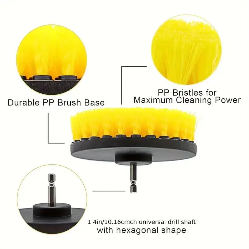 7-Piece Drill Brush Attachment Set Multi-Purpose Cleaning Tool Kit with Extension Pole for Floor & Automotive Use image 4