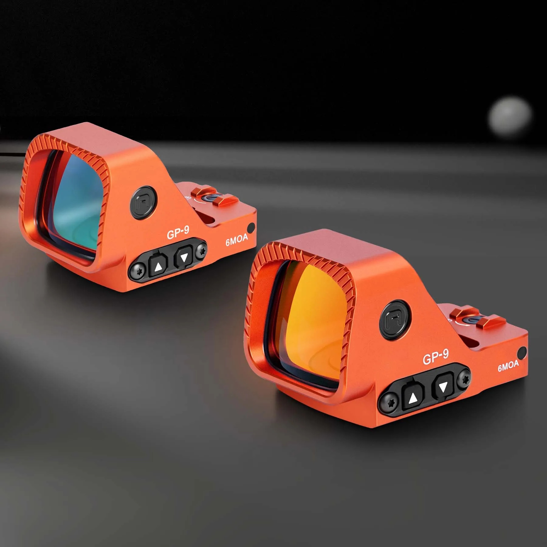 

GP-9 Orange 6 moa red dot sight 7075 Aluminum extra large window competition optic Motion Awake for R*M*R pistols