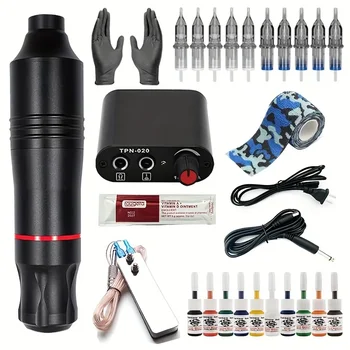 מכונת קעקוע אלחוטית עט dc coreless מנוע forליתיום קעקוע הכל-ב-אחד מכונת קעקוע אמנות גוף