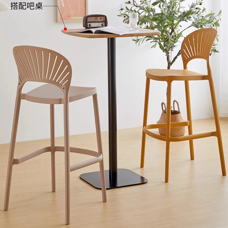 Plastic Shell Bar Chair Makeup Artist Reception Desk Barstool Kitchen Island Bar Stool Square Vanity Taburete Alto Furniture