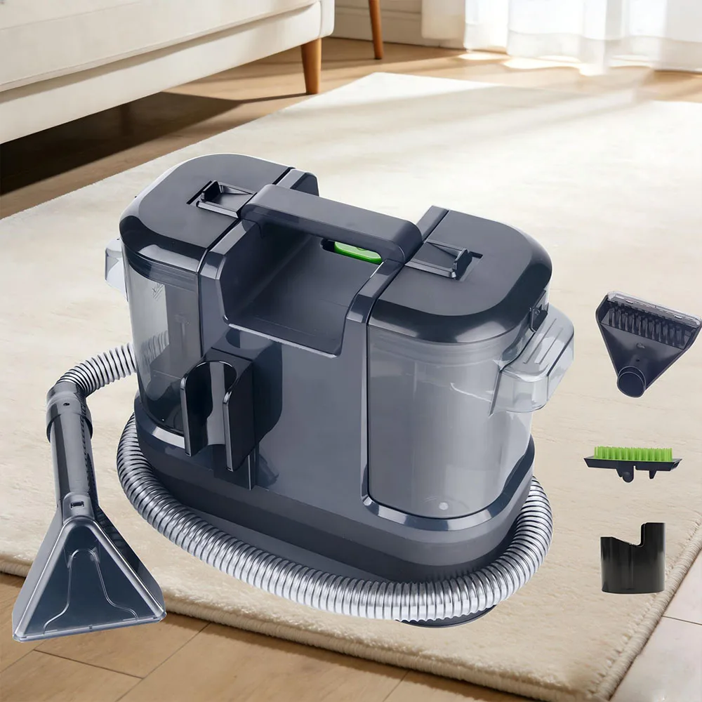 Limpiador de Alfombras Portátil de 750W, 12Kpa de Succión Potente, Limpiador de Manchas para Telas, Sofás, Colchones y Cortinas, Máquina de Limpieza Profunda con Succión y Pulverización Integradas, con Dos Tanques de Agua y 3 Cabezales de Cepillado para Manchas de Mascotas