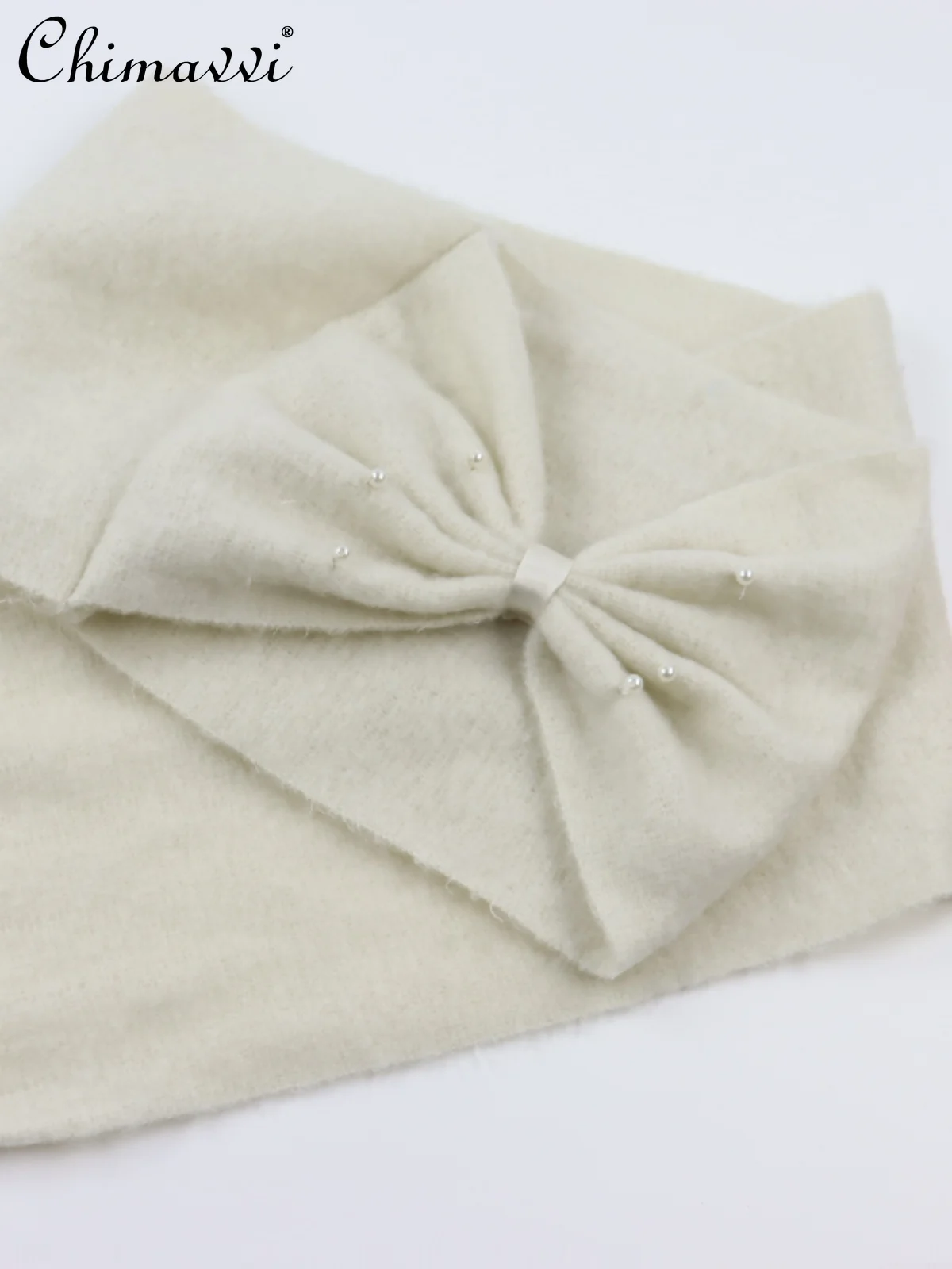 オフホワイト スカーフ 秋と冬 和風 甘いリボン 冬 暖かい かわいい 女の子 多用途 エレガント 暖かい 女性用ショール