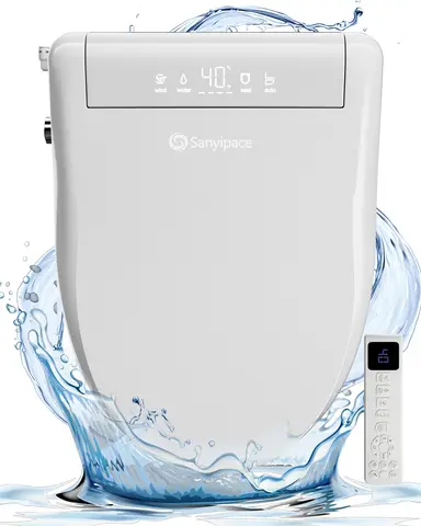 Sanyipace langwerpige slimme toiletbril met luchtdroger, nachtlampje en afstandsbediening voor een verbeterde badkamerervaring