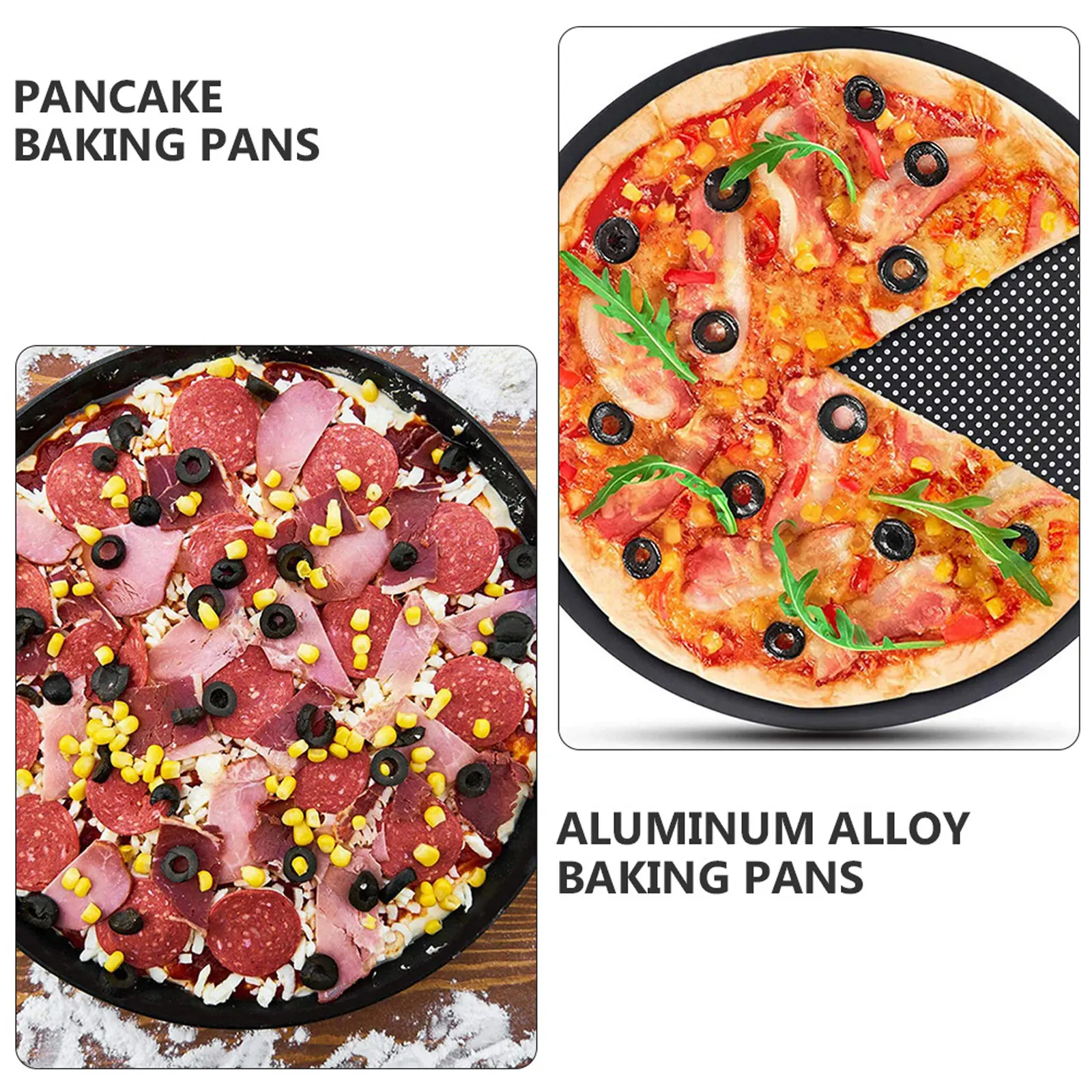 

Cheese Pizza Baking Tray Aluminum Alloy Non stick Aluminum Alloy Pizza Pan Kitchen Bakeware Pancake Pans Round Shape Gifts
