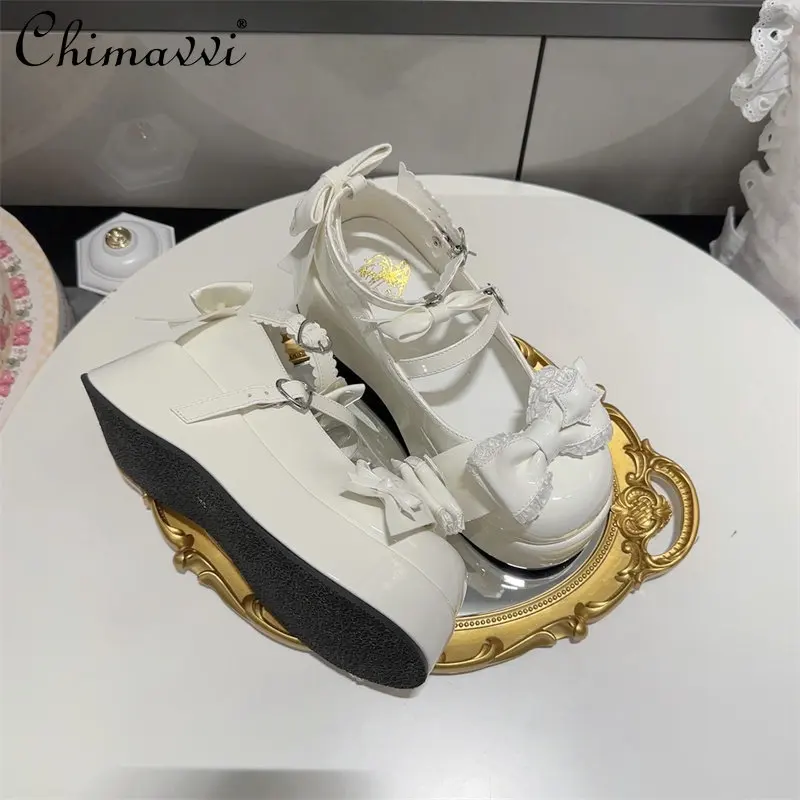 

Original Round-toe Chunky Platform Mary Janes Shoes 2026 Spring New Cute Bowknot Elegant Princess Style Versatile Women's Pumps