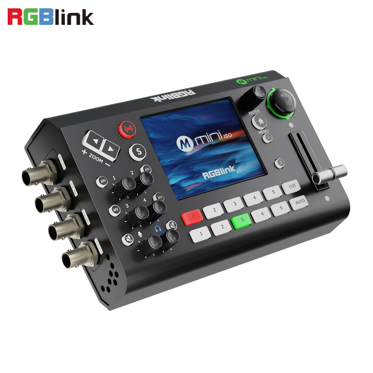 Switcher video all-in-one Rgblink mini ISO a 10 canali 4 ingressi SDI compatibili con HDMI